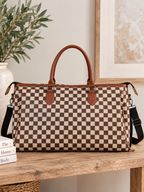 Checkered Canvas Weekender Bag | Travel Duffle