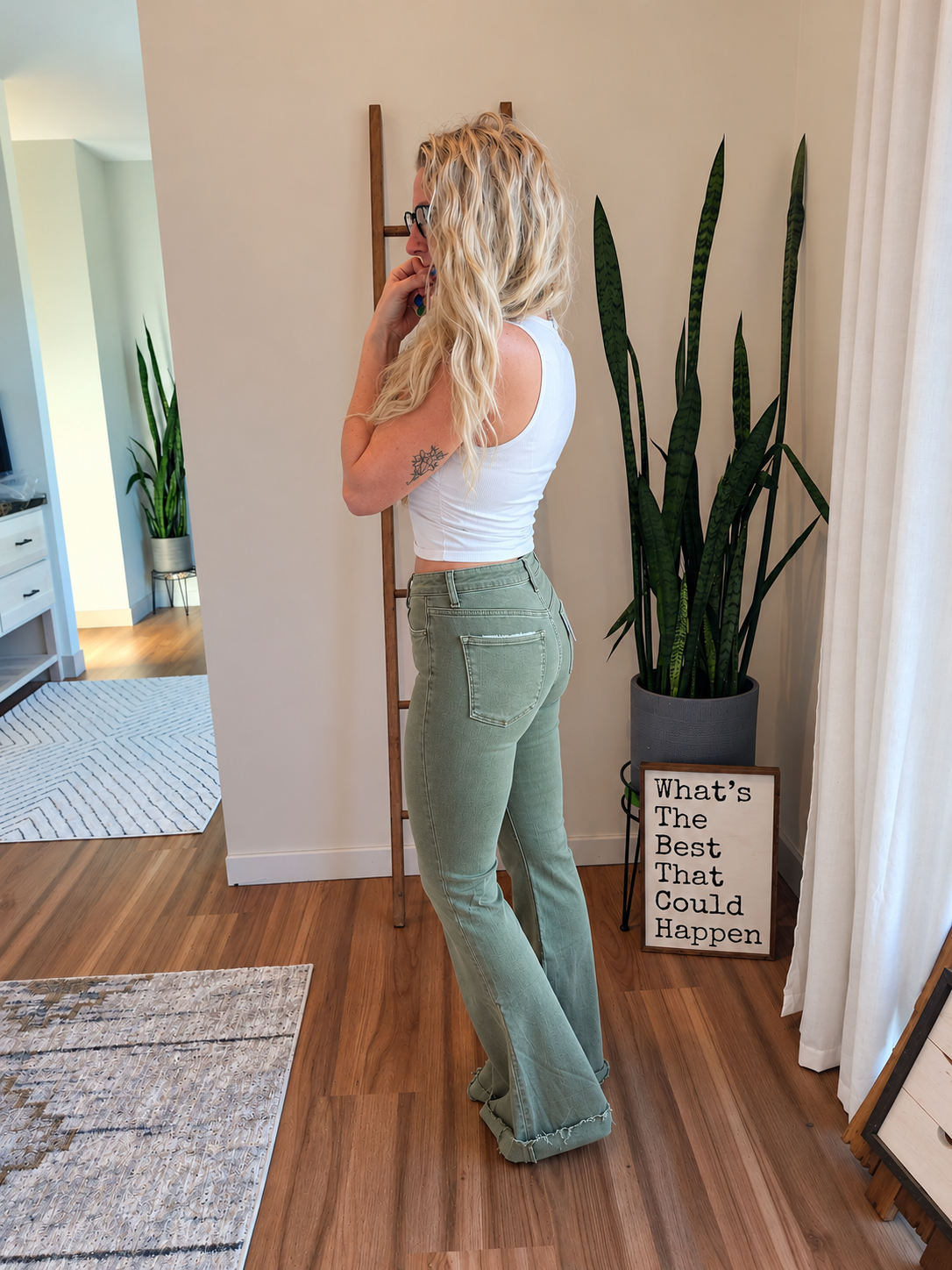 Olive High Rise Super Flare Jeans | Vervet