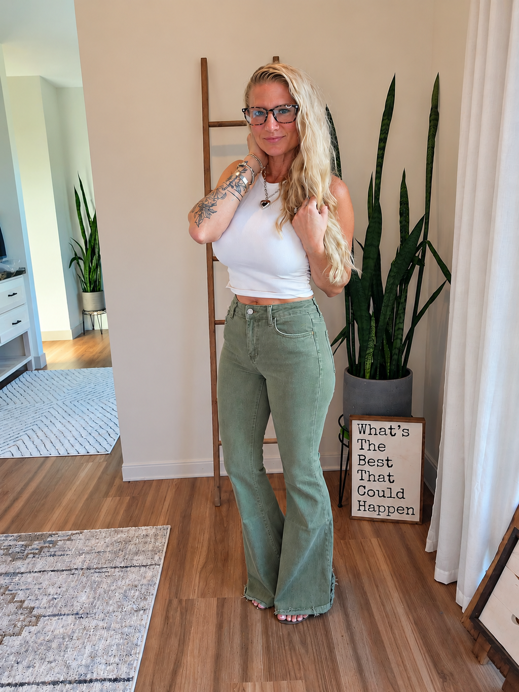 Olive High Rise Super Flare Jeans | Vervet