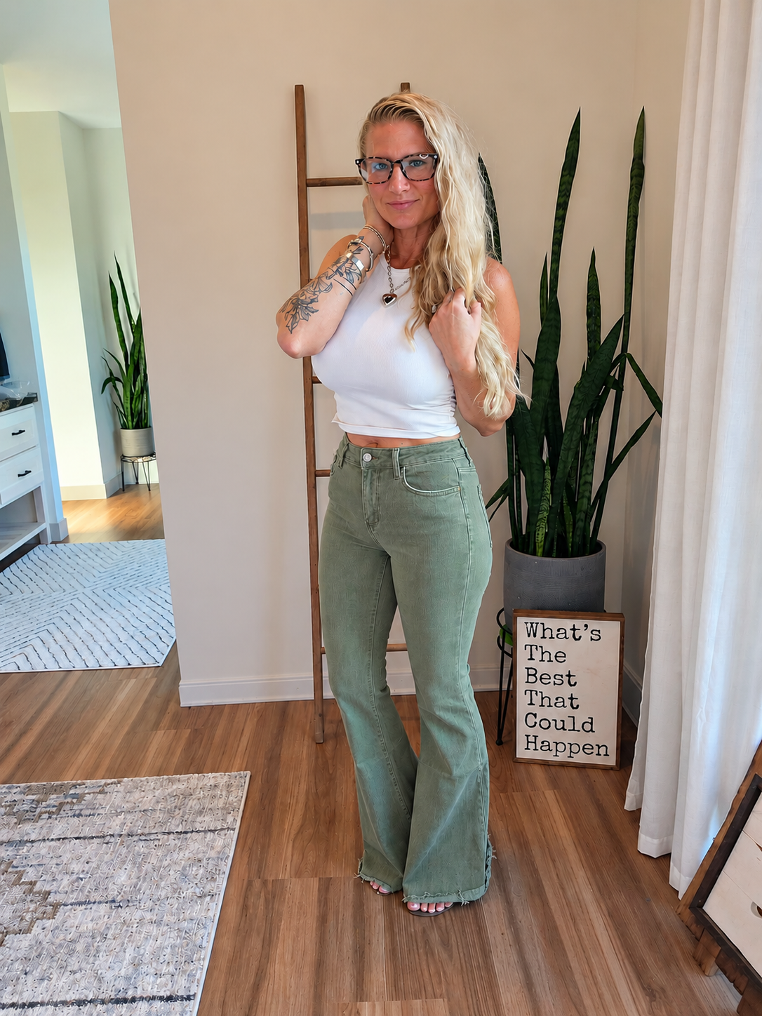 Olive High Rise Super Flare Jeans | Vervet